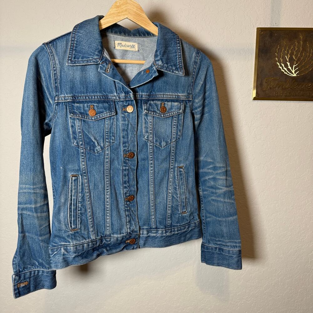 Women's Madewell Medium Wash Denim Blue Jean Button Front Jacket Size Small - Picture 1 of 9